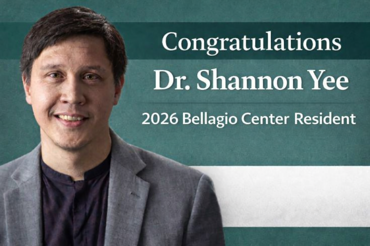 Congratulations to Shannon Yee, who has been selected by The Rockefeller Foundation as a Bellagio Center Resident.